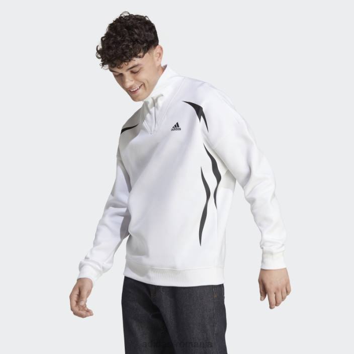 Adidas hanorac colorblock cu fermoar sfert negru bărbați alb negru 2JBN20879