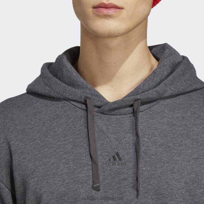 Adidas hanorac cu capotă gri închis, all szn, din țesătură franțuzească bărbați erica gri închis 2JBN20885