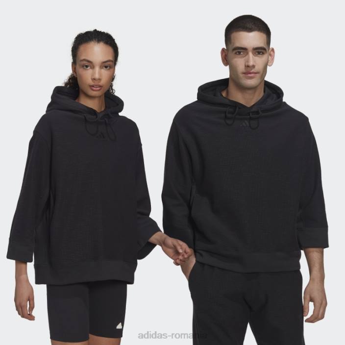Adidas hanorac cu glugă din țesătură franțuzească inversată (gen neutru) negru bărbați negru 2JBN20756