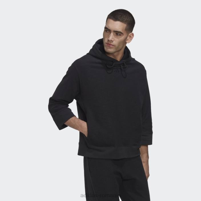Adidas hanorac cu glugă din țesătură franțuzească inversată (gen neutru) negru bărbați negru 2JBN20756