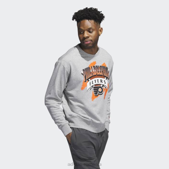 Adidas hanorac de echipaj vintage flyers gri mediu bărbați gri mediu/alb/multi 2JBN20921