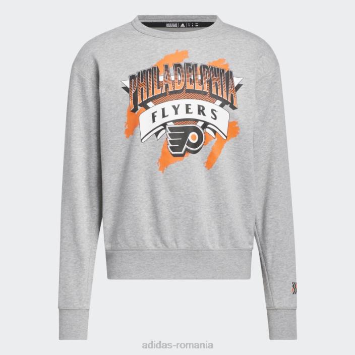 Adidas hanorac de echipaj vintage flyers gri mediu bărbați gri mediu/alb/multi 2JBN20921