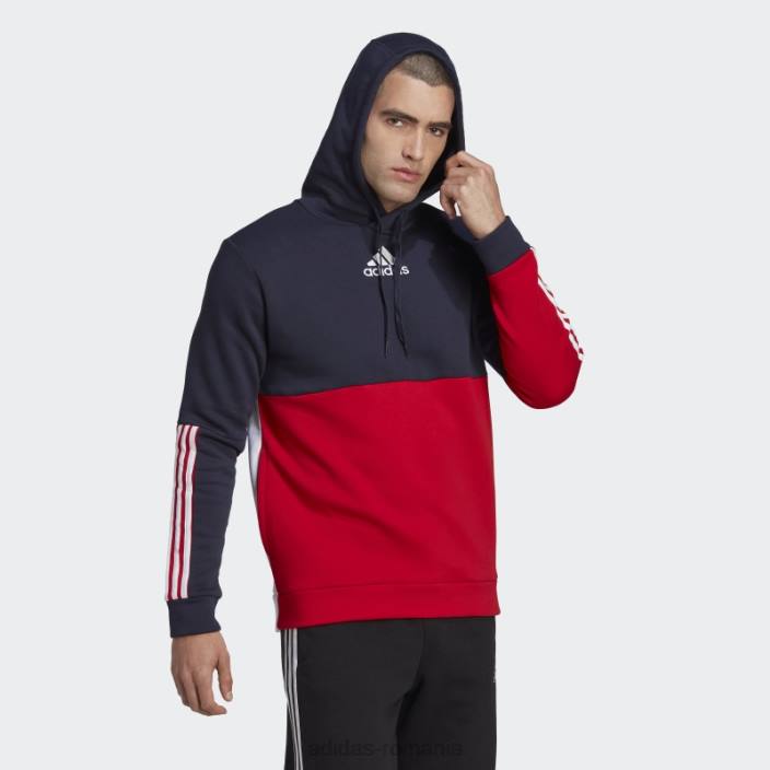 Adidas hanorac ink essentials colorblock fleece adidas bărbați cerneală/alb/stacojiu 2JBN20745