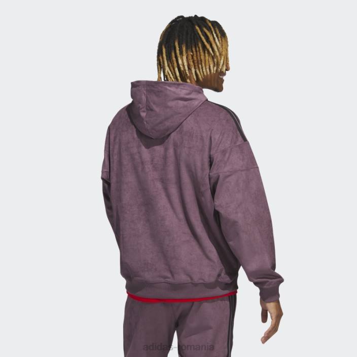 Adidas hanorac maroon adicolor classics plush bărbați maro 2JBN20783