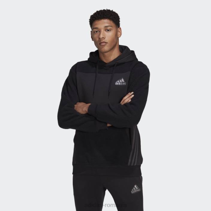 Adidas hanorac negru cu glugă de vacanță essentials bărbați negru/carbon 2JBN20746