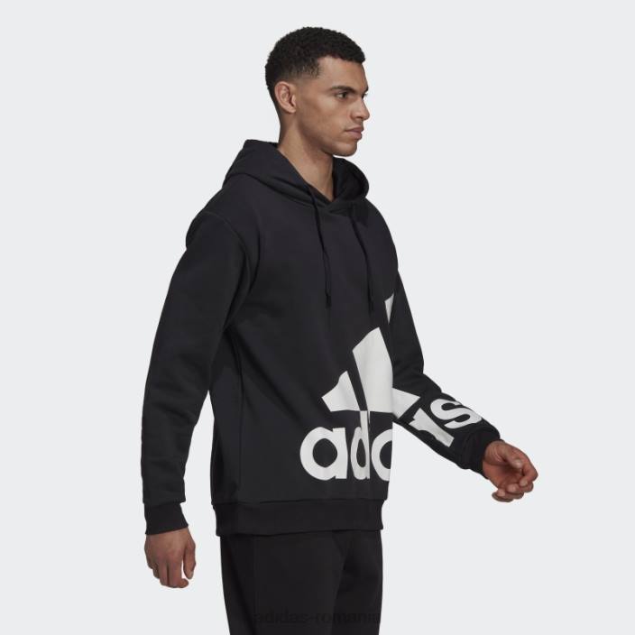 Adidas hanorac negru din fleece cu logo gigant essentials bărbați alb negru 2JBN20767