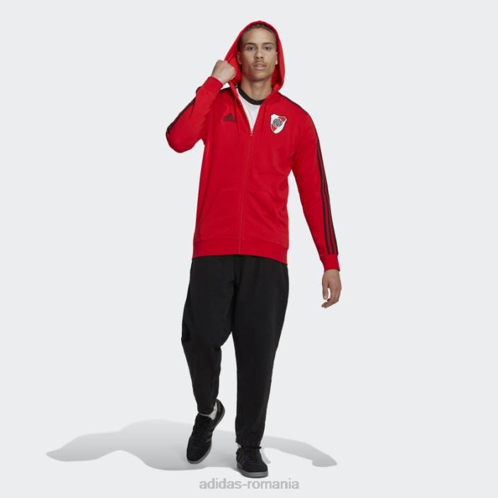 Adidas hanorac roșu river plate cu 3 dungi bărbați roșu 2JBN20779