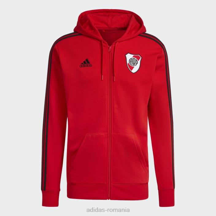 Adidas hanorac roșu river plate cu 3 dungi bărbați roșu 2JBN20779