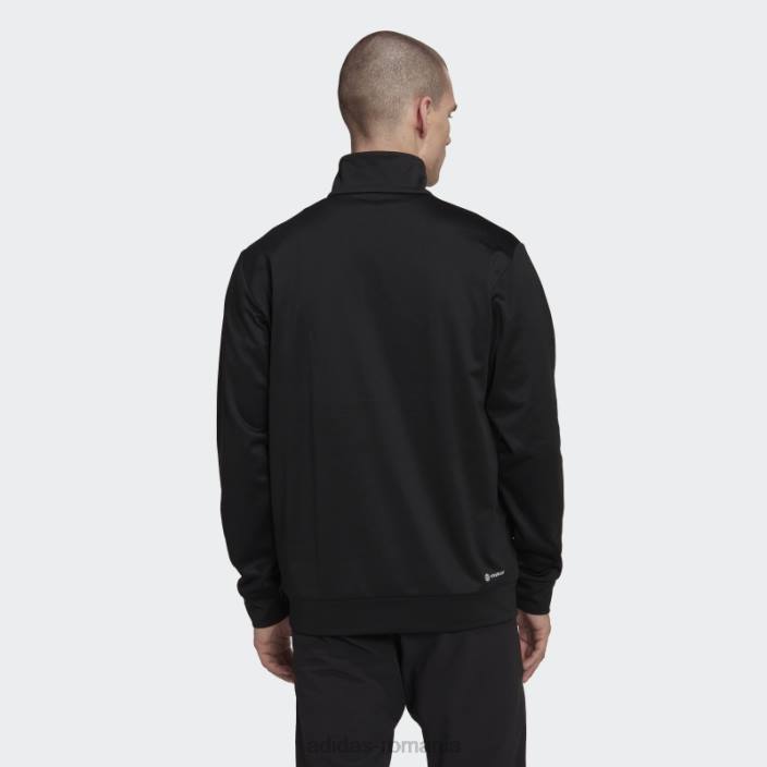 Adidas joc aeroready și go mic logo cu jumătate de fermoar negru bărbați alb negru 2JBN20768