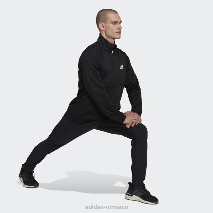 Adidas joc aeroready și go mic logo cu jumătate de fermoar negru bărbați alb negru 2JBN20768