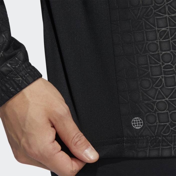 Adidas pulover negru cu fermoar sfert gravat bărbați negru 2JBN20744