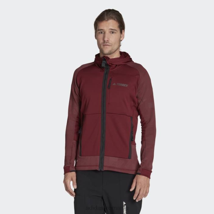 Adidas geacă de drumeție fleece cu glugă terrex tech fleece roșie bărbați roșu 2JBN21427