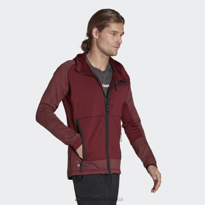 Adidas geacă de drumeție fleece cu glugă terrex tech fleece roșie bărbați roșu 2JBN21427