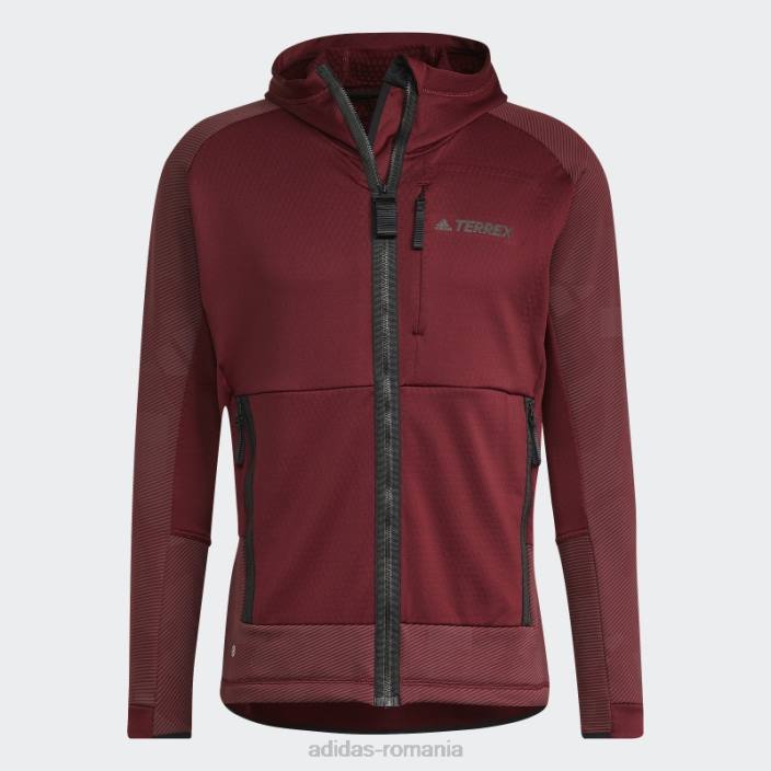 Adidas geacă de drumeție fleece cu glugă terrex tech fleece roșie bărbați roșu 2JBN21427