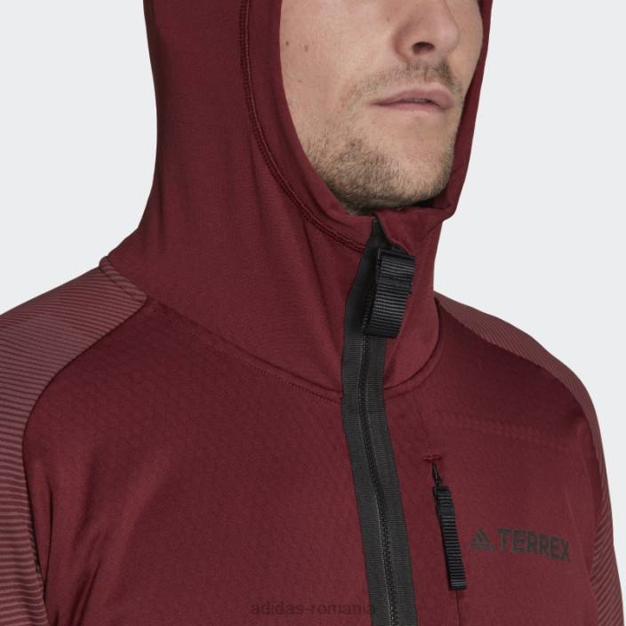Adidas geacă de drumeție fleece cu glugă terrex tech fleece roșie bărbați roșu 2JBN21427