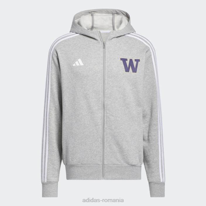 Adidas hanorac adidas cu fermoar complet huskies gri bărbați gri/alb/ncaa-wtn-6vw 2JBN21411