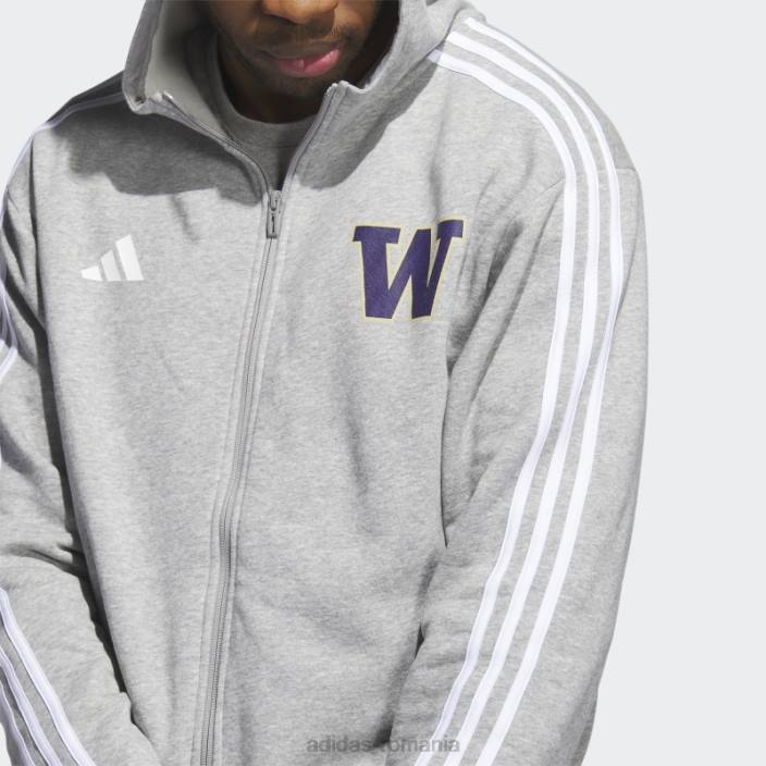 Adidas hanorac adidas cu fermoar complet huskies gri bărbați gri/alb/ncaa-wtn-6vw 2JBN21411