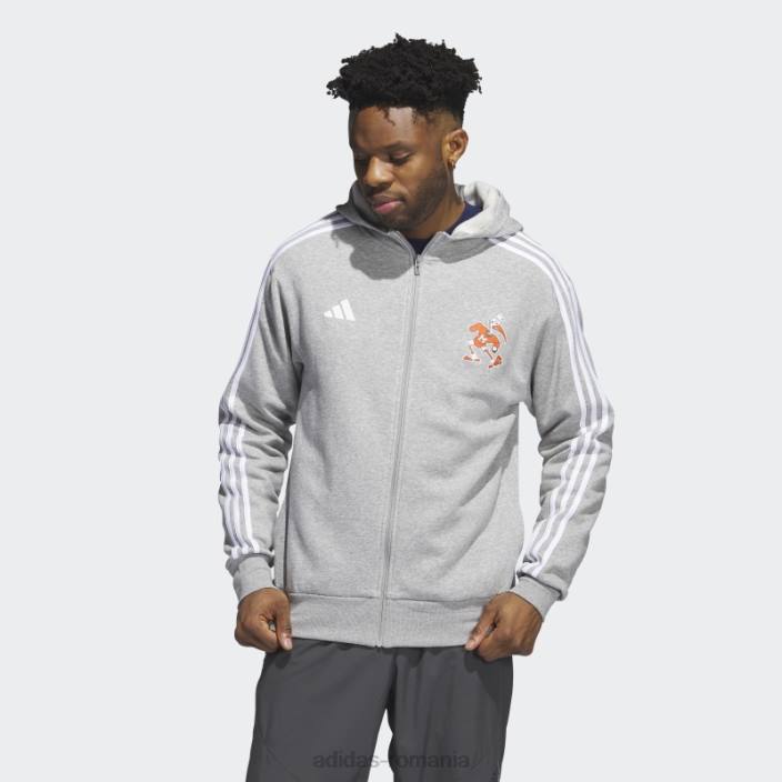 Adidas hanorac cu fermoar complet hurricanes gri adidas bărbați gri/alb/ncaa-mia-702-1 2JBN21420