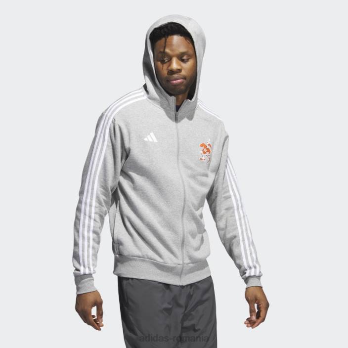 Adidas hanorac cu fermoar complet hurricanes gri adidas bărbați gri/alb/ncaa-mia-702-1 2JBN21420