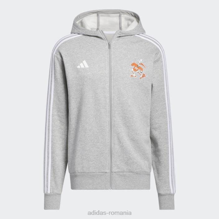 Adidas hanorac cu fermoar complet hurricanes gri adidas bărbați gri/alb/ncaa-mia-702-1 2JBN21420