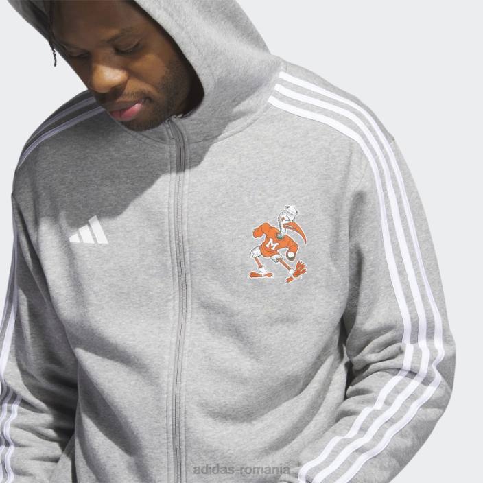 Adidas hanorac cu fermoar complet hurricanes gri adidas bărbați gri/alb/ncaa-mia-702-1 2JBN21420