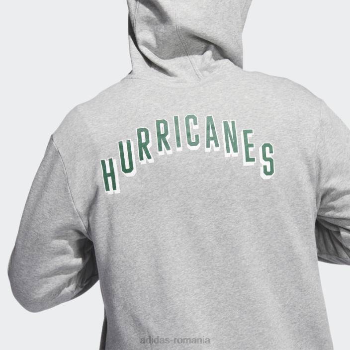 Adidas hanorac cu fermoar complet hurricanes gri adidas bărbați gri/alb/ncaa-mia-702-1 2JBN21420