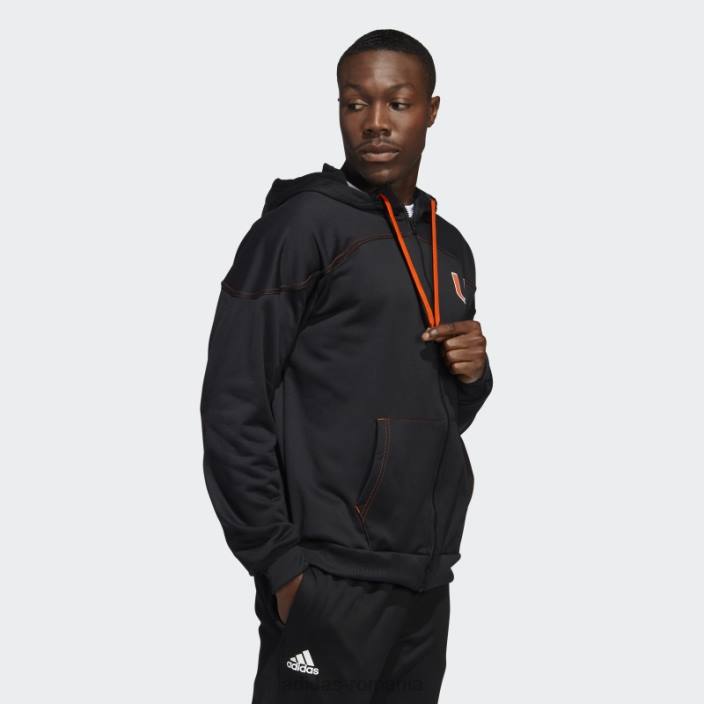 Adidas hanorac negru cu fermoar stadion adidas bărbați negru/portocaliu/ncaa-mia 2JBN21408