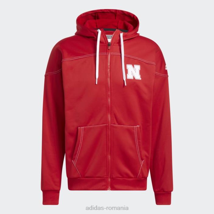 Adidas hanorac roșu cu fermoar complet cornhuskers stadium bărbați roșu/alb/nebraska 2JBN21422