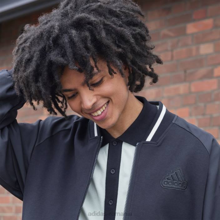 Adidas jachetă bomber cu imprimeu negru (neutru de gen) bărbați negru 2JBN21425