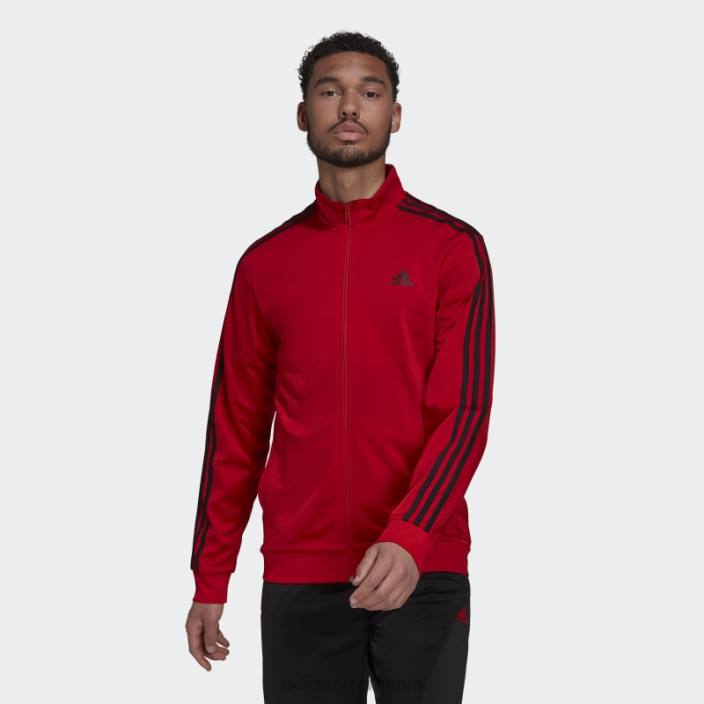 Adidas jachetă de sport cu 3 dungi stacojiu bărbați stacojiu/negru 2JBN20846