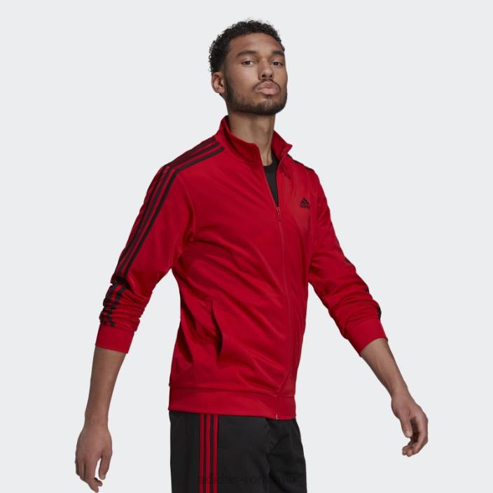 Adidas jachetă de sport cu 3 dungi stacojiu bărbați stacojiu/negru 2JBN20846