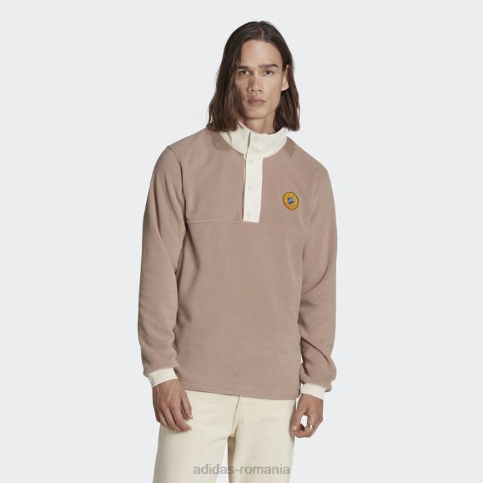 Adidas jachetă din lână polar maro cretos Wander hour cu un sfert bărbați maro cretos 2JBN21419