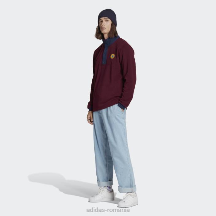 Adidas jachetă fleece polar cu sferturi maro bărbați maro 2JBN21415