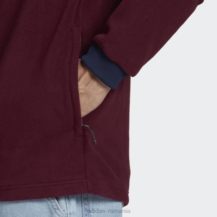 Adidas jachetă fleece polar cu sferturi maro bărbați maro 2JBN21415