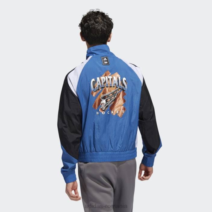 Adidas jachetă retro cu majuscule inversate albastre bărbați albastru/bronz metalic/multi 2JBN20479