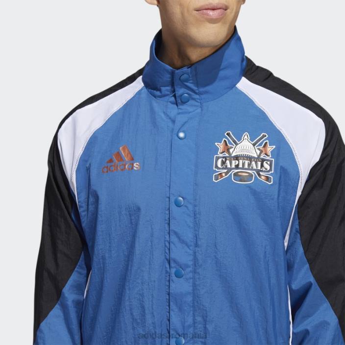 Adidas jachetă retro cu majuscule inversate albastre bărbați albastru/bronz metalic/multi 2JBN20479