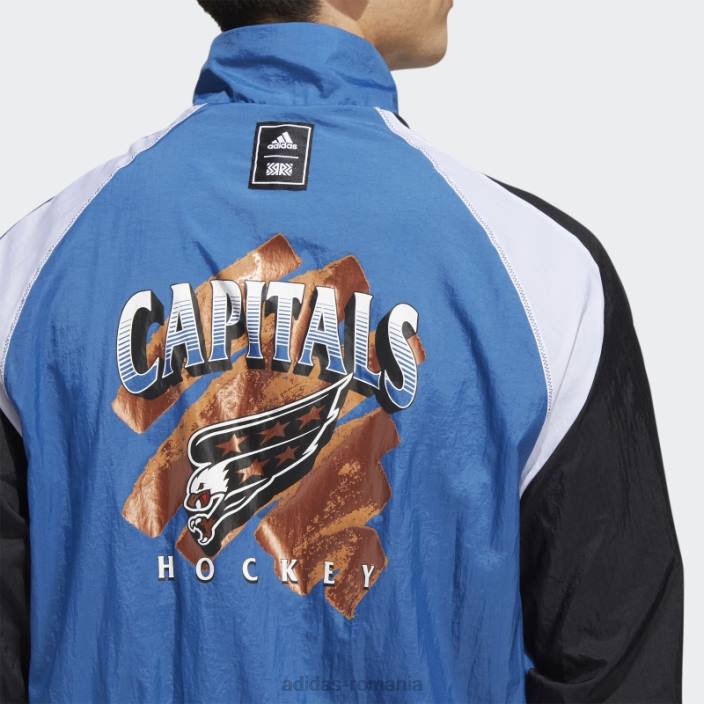 Adidas jachetă retro cu majuscule inversate albastre bărbați albastru/bronz metalic/multi 2JBN20479