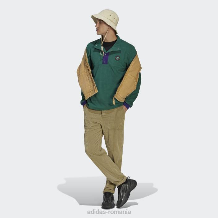 Adidas jachetă verde Wander hour cu un sfert de fleece polar adidas bărbați verde 2JBN21423