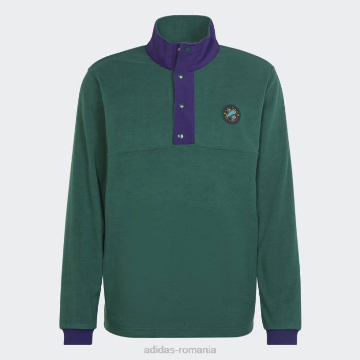 Adidas jachetă verde Wander hour cu un sfert de fleece polar adidas bărbați verde 2JBN21423