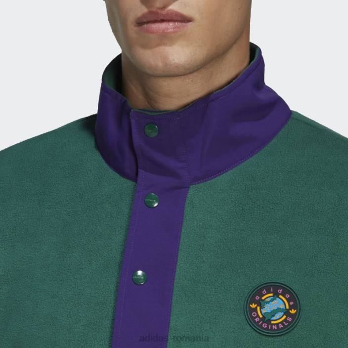 Adidas jachetă verde Wander hour cu un sfert de fleece polar adidas bărbați verde 2JBN21423