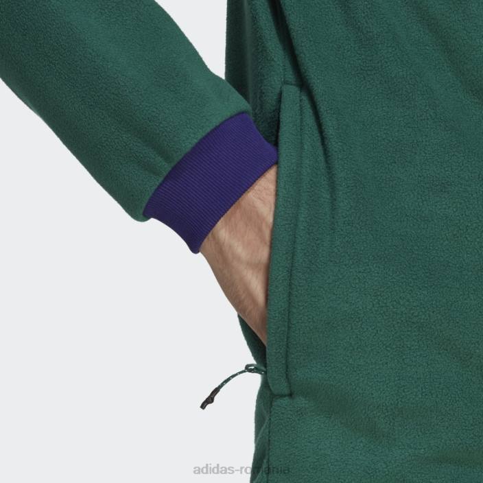 Adidas jachetă verde Wander hour cu un sfert de fleece polar adidas bărbați verde 2JBN21423