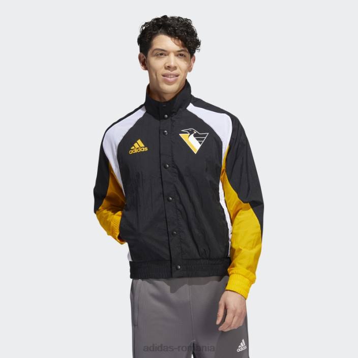 Adidas pinguins revers retro jachetă neagră bărbați negru/colegiu auriu/multi 2JBN20251