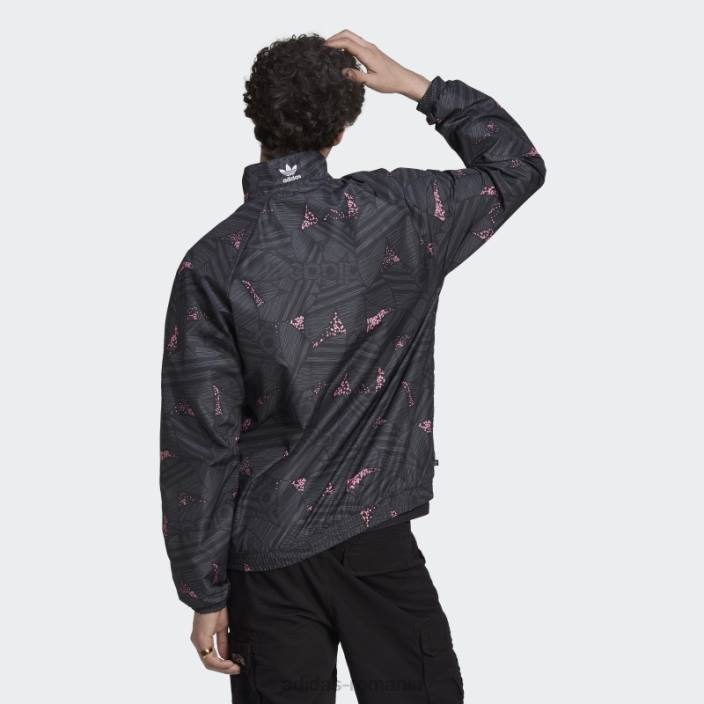 Adidas rekive trifoil peste tot cu imprimeu top negru la moda bărbați negru/gri/roz 2JBN20257