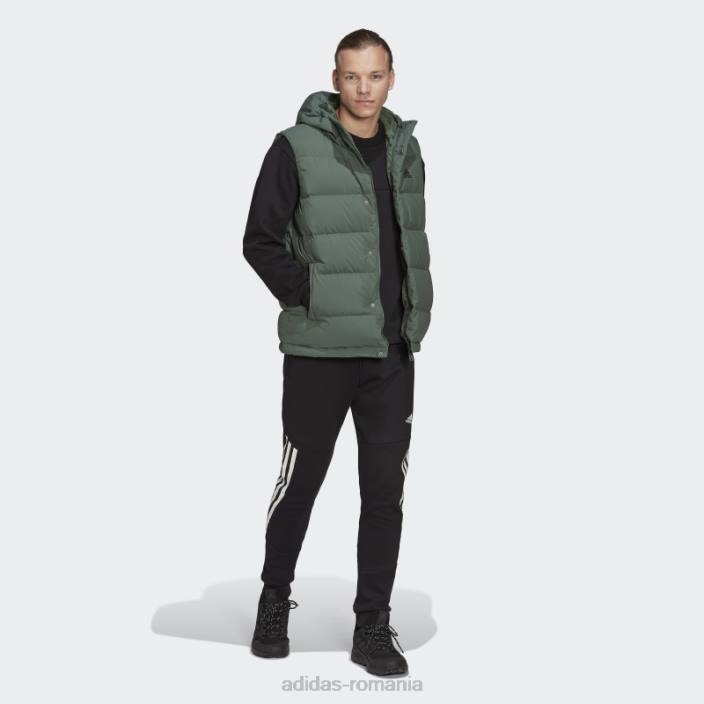 Adidas vestă helionic cu glugă oxid verde bărbați oxid verde 2JBN21433