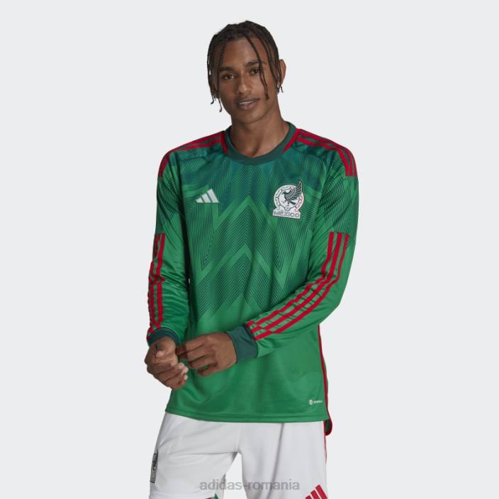 Adidas Mexic 22 tricou acasă cu mânecă lungă, verde bărbați verde 2JBN20167