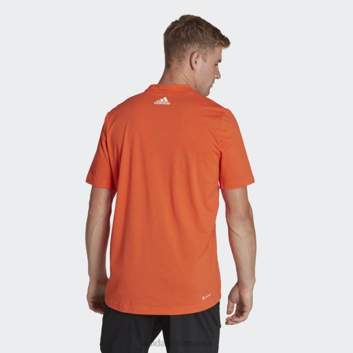 Adidas Tricou de antrenament cu logo liniar aeroready workout cu imprimeu siliconic portocaliu bărbați portocaliu/alb 2JBN20252
