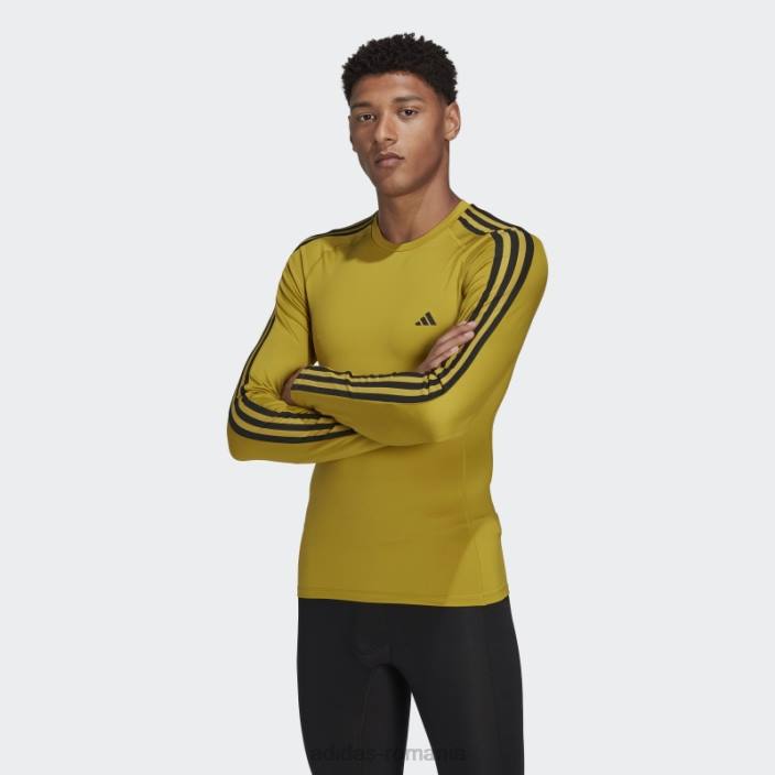Adidas Tricou de antrenament cu mânecă lungă techfit 3-stripes olive bărbați măsline 2JBN20164