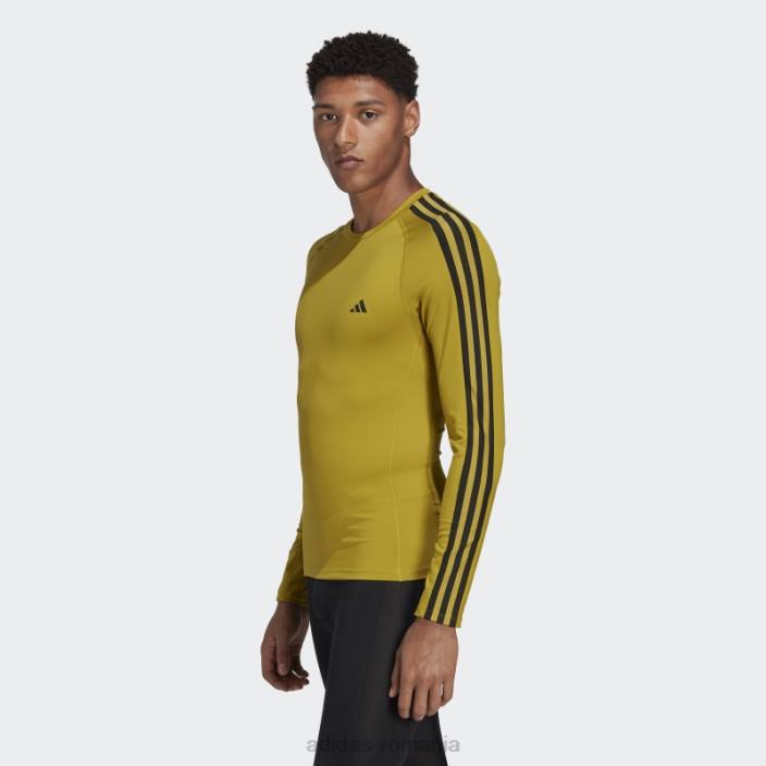 Adidas Tricou de antrenament cu mânecă lungă techfit 3-stripes olive bărbați măsline 2JBN20164