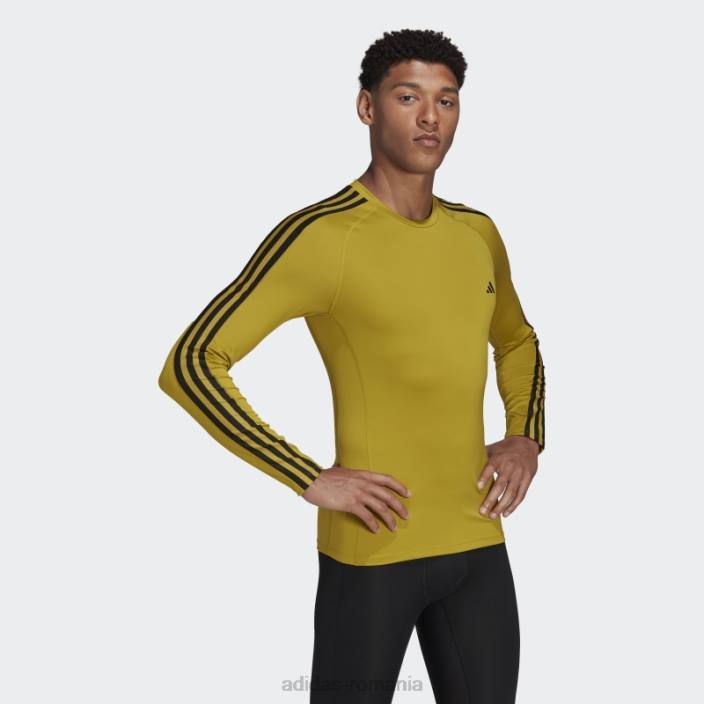 Adidas Tricou de antrenament cu mânecă lungă techfit 3-stripes olive bărbați măsline 2JBN20164