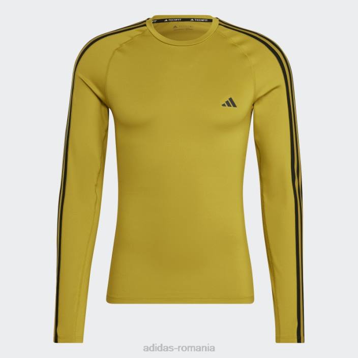 Adidas Tricou de antrenament cu mânecă lungă techfit 3-stripes olive bărbați măsline 2JBN20164